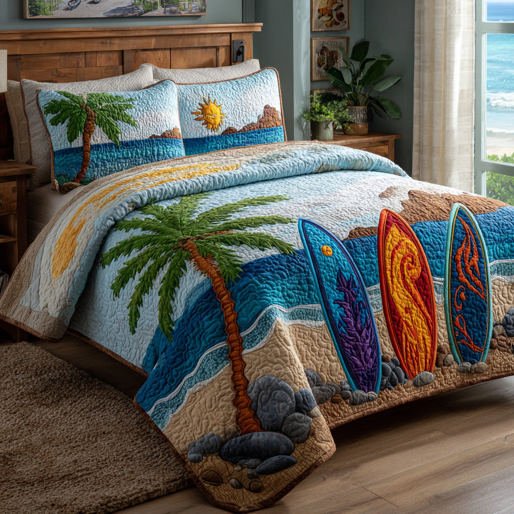Coastal Drift 3-Piece Quilted Bedding Set NCU0VL3542