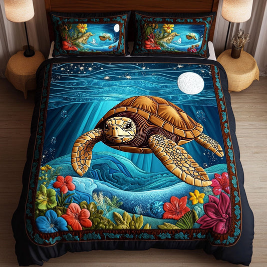 Coastal Drifter 3-Piece Quilted Bedding Set NCU0NT2516
