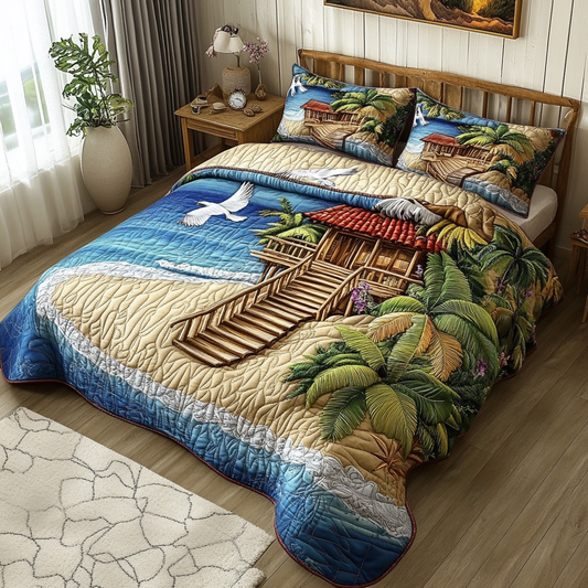 Coastal Escape 3-Piece Quilted Bedding Set NCU0VL2319