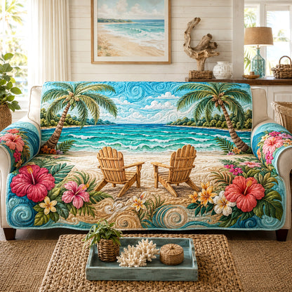 Coastal Escape Quilted Sofa Cover NCU0TV1982