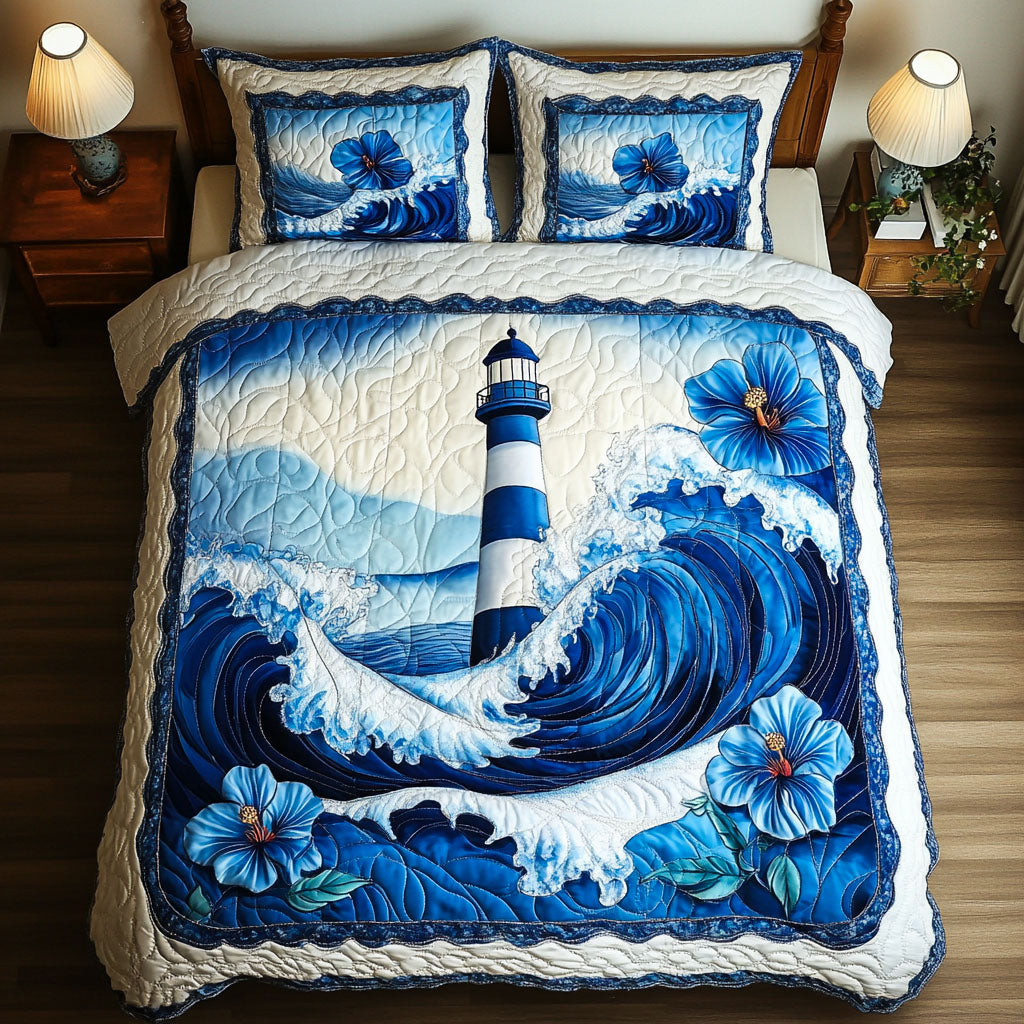 Coastal Flame 3-Piece Quilted Bedding Set NCU0NT7237