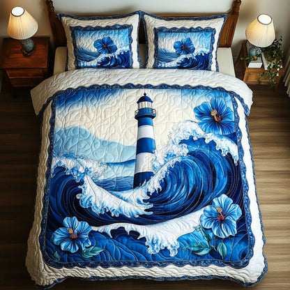 Coastal Flame 3-Piece Quilted Bedding Set NCU0NT7237