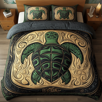 Coastal Flow 3-Piece Quilted Bedding Set NCU0VH1716