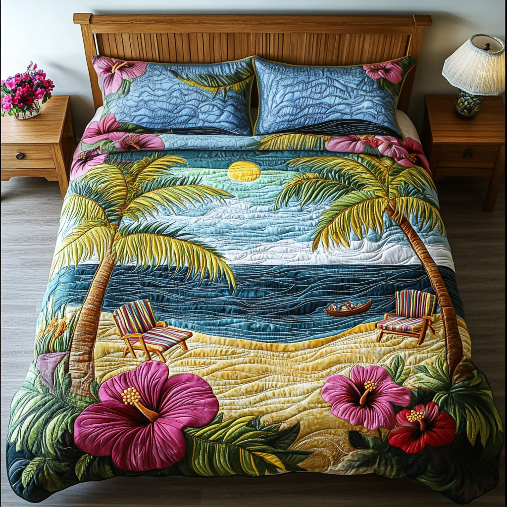 Coastal Glow 3-Piece Quilted Bedding Set NCU0DK5865