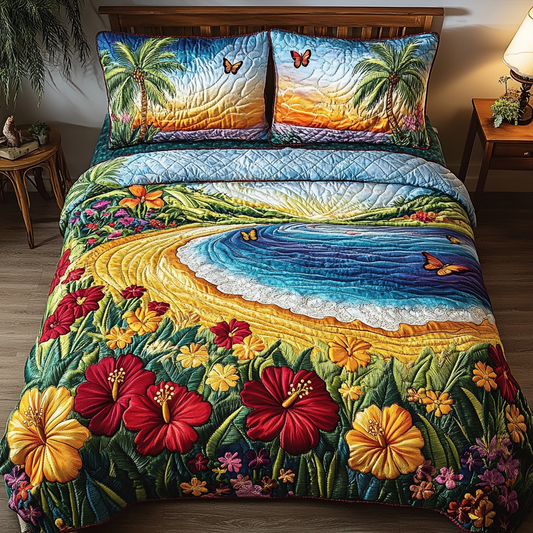 Coastal Glow 3-Piece Quilted Bedding Set NCU0VL1873