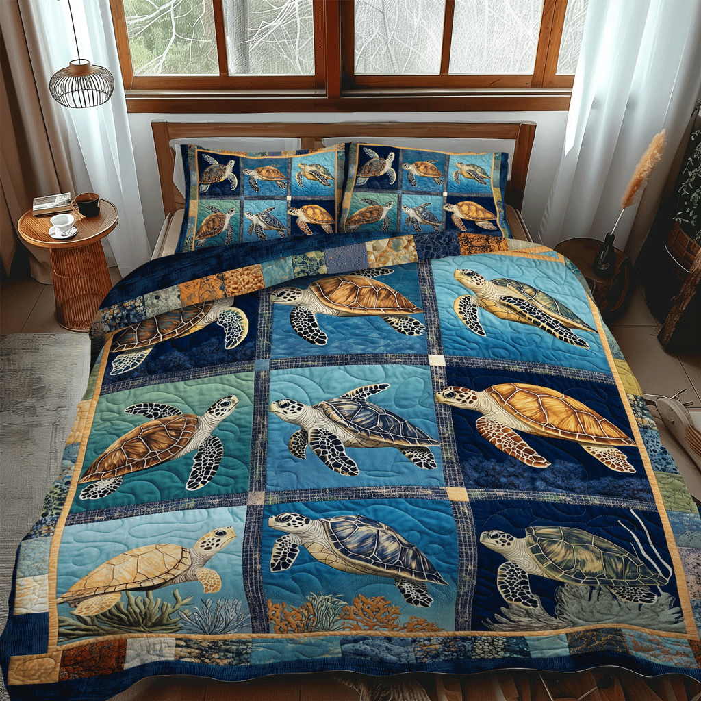 Coastal Harmony 3-Piece Quilted Bedding Set NCU0TL1141