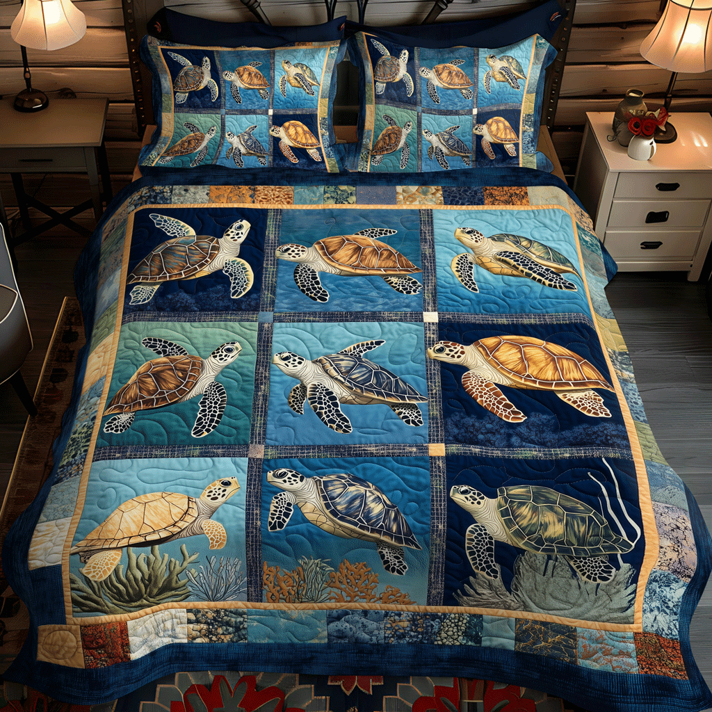 Coastal Harmony 3-Piece Quilted Bedding Set NCU0TL1141
