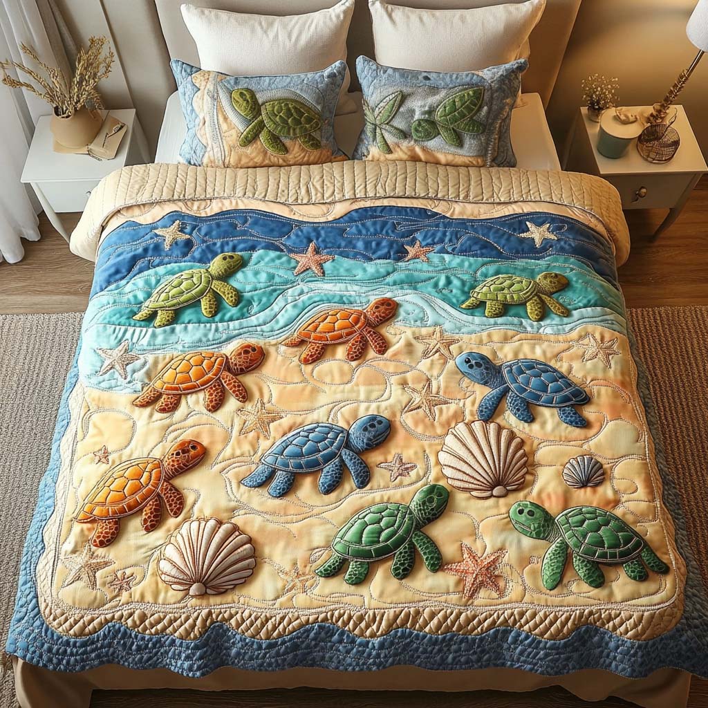 Coastal Haven 3-Piece Quilted Bedding Set NCU0NT2449