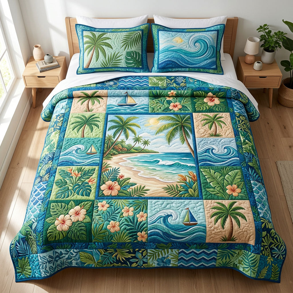 Coastal Haven 3-Piece Quilted Bedding Set NCU0TD2605