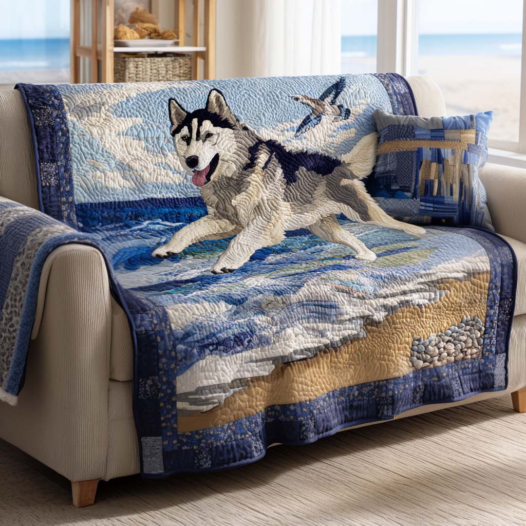 Coastal Husky Breeze Quilted Sofa Cover NCU0XD1269