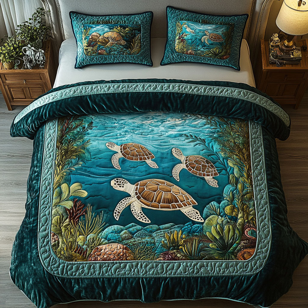 Coastal Journey 3-Piece Quilted Bedding Set NCU0NT4220