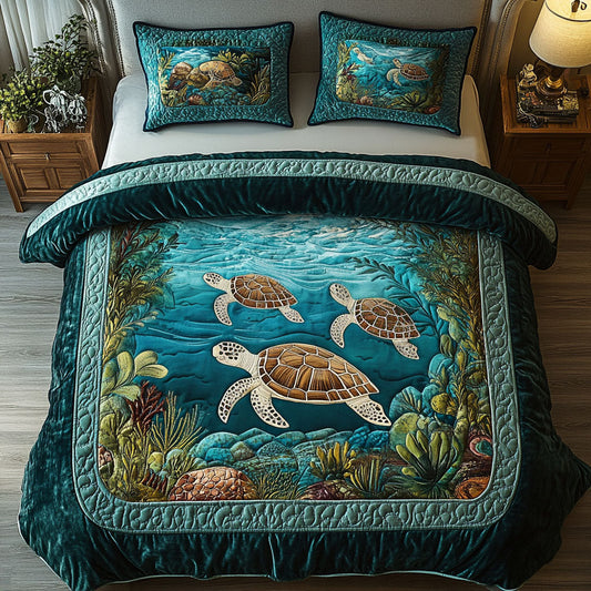 Coastal Journey 3-Piece Quilted Bedding Set NCU0NT4220