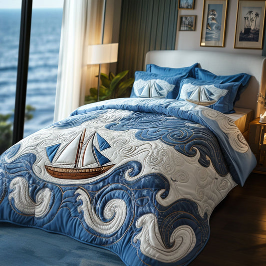 Coastal Journey 3-Piece Quilted Bedding Set NCU0PT5450