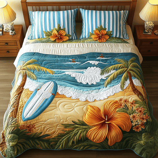 Coastal Ocean Quilted Bedding Set NCU0TH2667