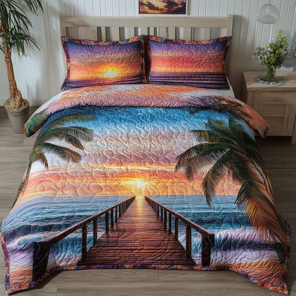 Coastal Paradise 3-Piece Quilted Bedding Set NCU0PT5891