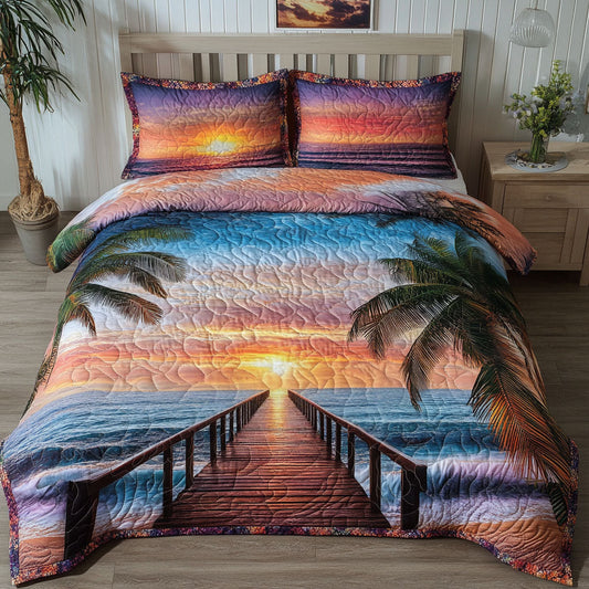 Coastal Paradise 3-Piece Quilted Bedding Set NCU0PT5891