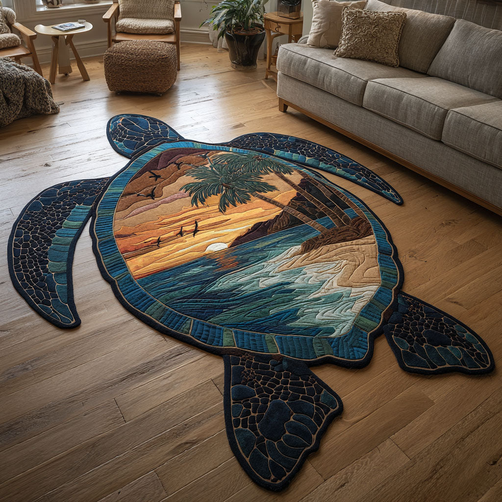 Coastal Paradise Turtle Custom Shape Area Rug NCU0NT12610