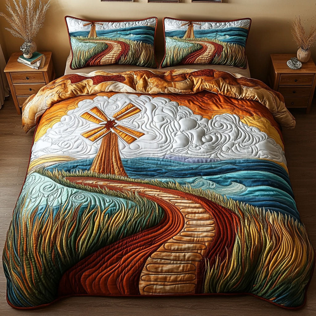 Coastal Path 3-Piece Quilted Bedding Set NCU0NT5450