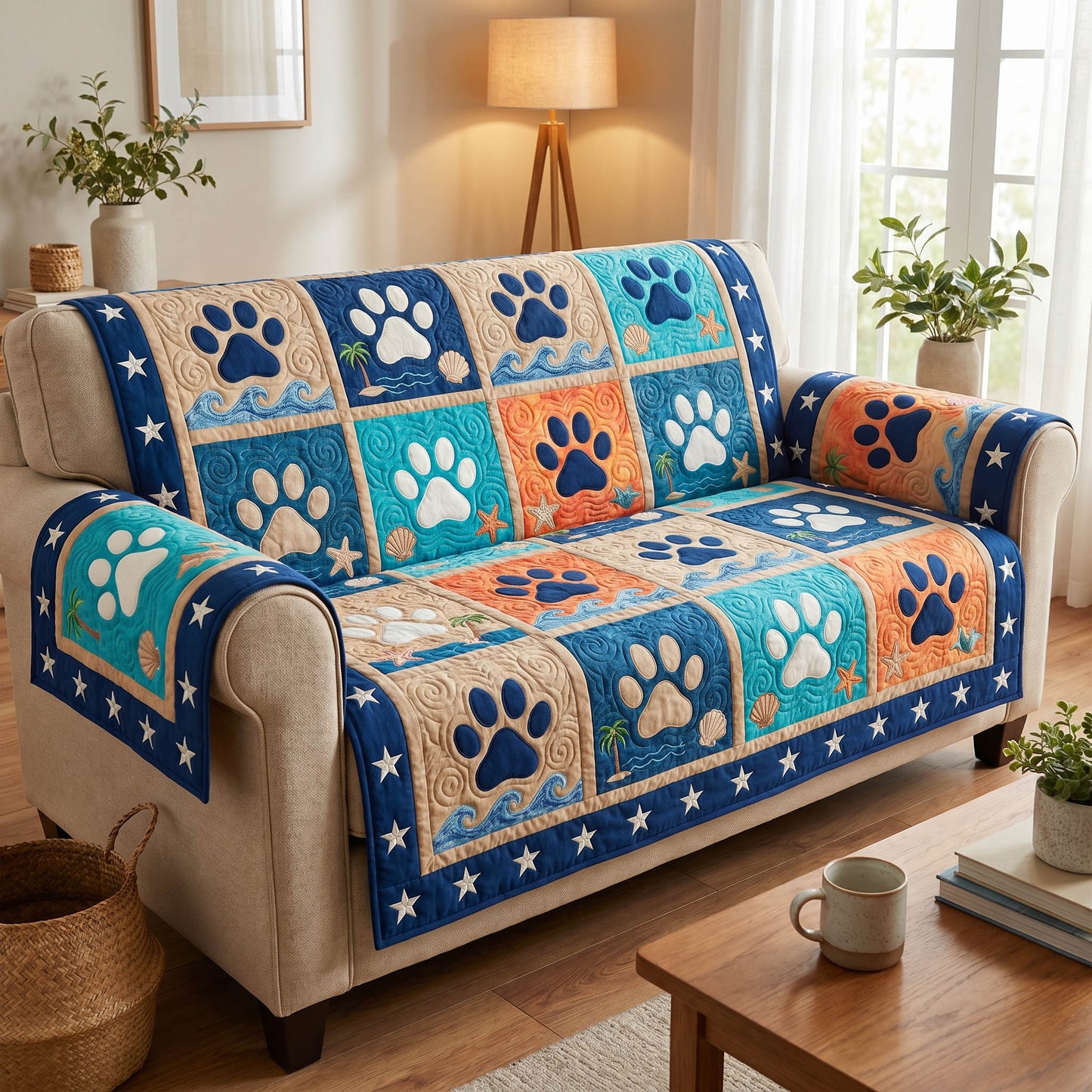Coastal Paws Quilted Sofa Cover NCU0TD2782
