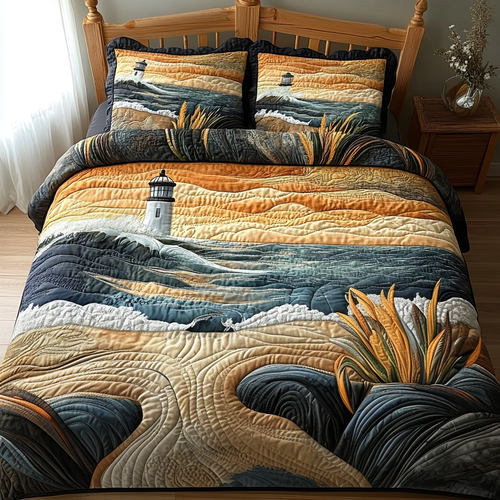 Coastal Peace 3-Piece Quilted Bedding Set NCU0DV5622