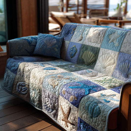 Coastal Reverie Quilted Sofa Cover NCU0PT11137