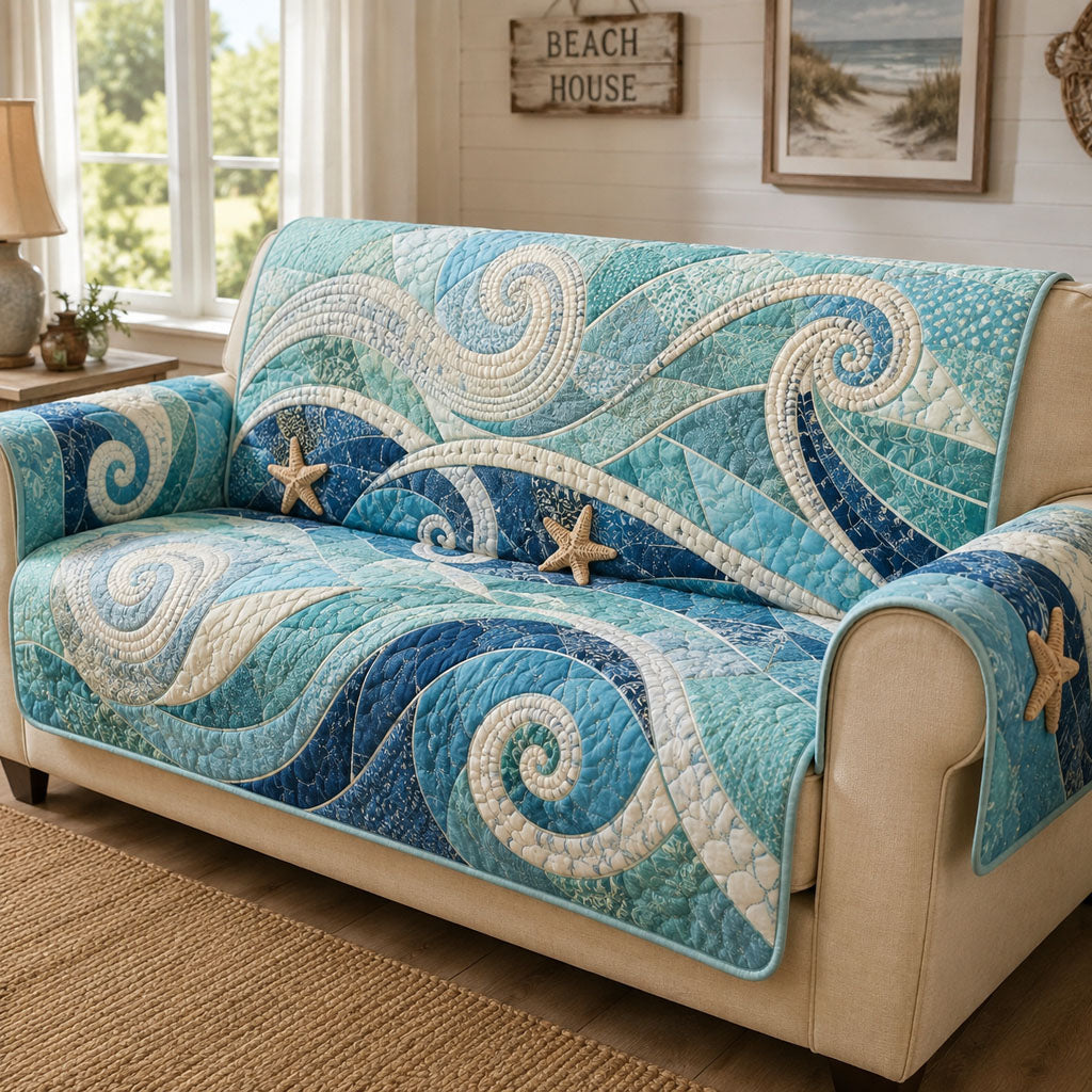 Coastal Rhythm Quilted Sofa Cover NCU0PT11978
