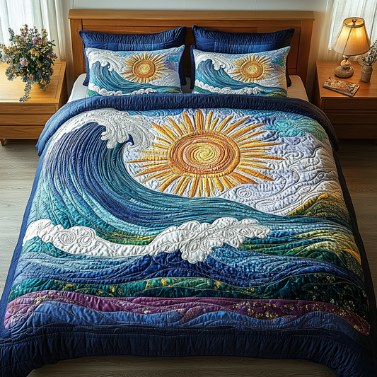 Coastal Rush 3-Piece Quilted Bedding Set NCU0DV5654