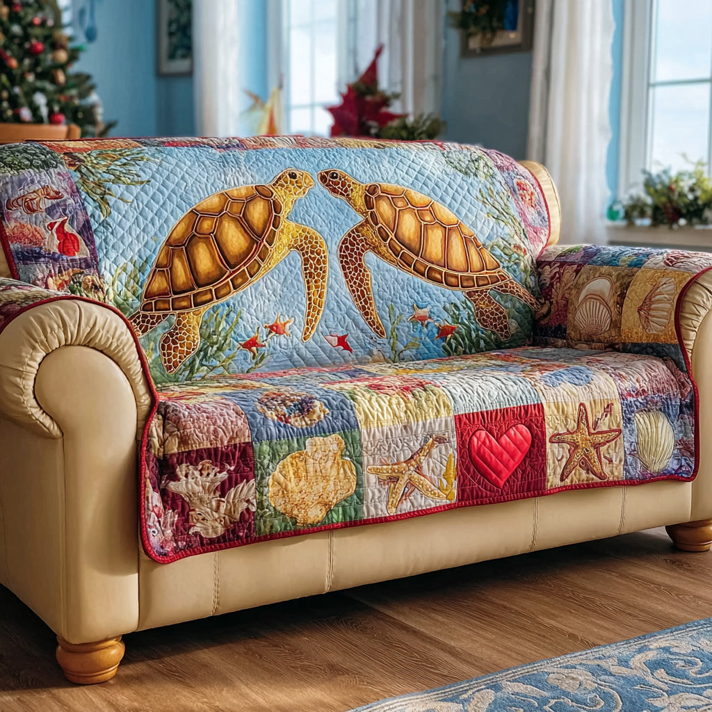 Coastal Sea Quilted Sofa Cover NCU0HH1677