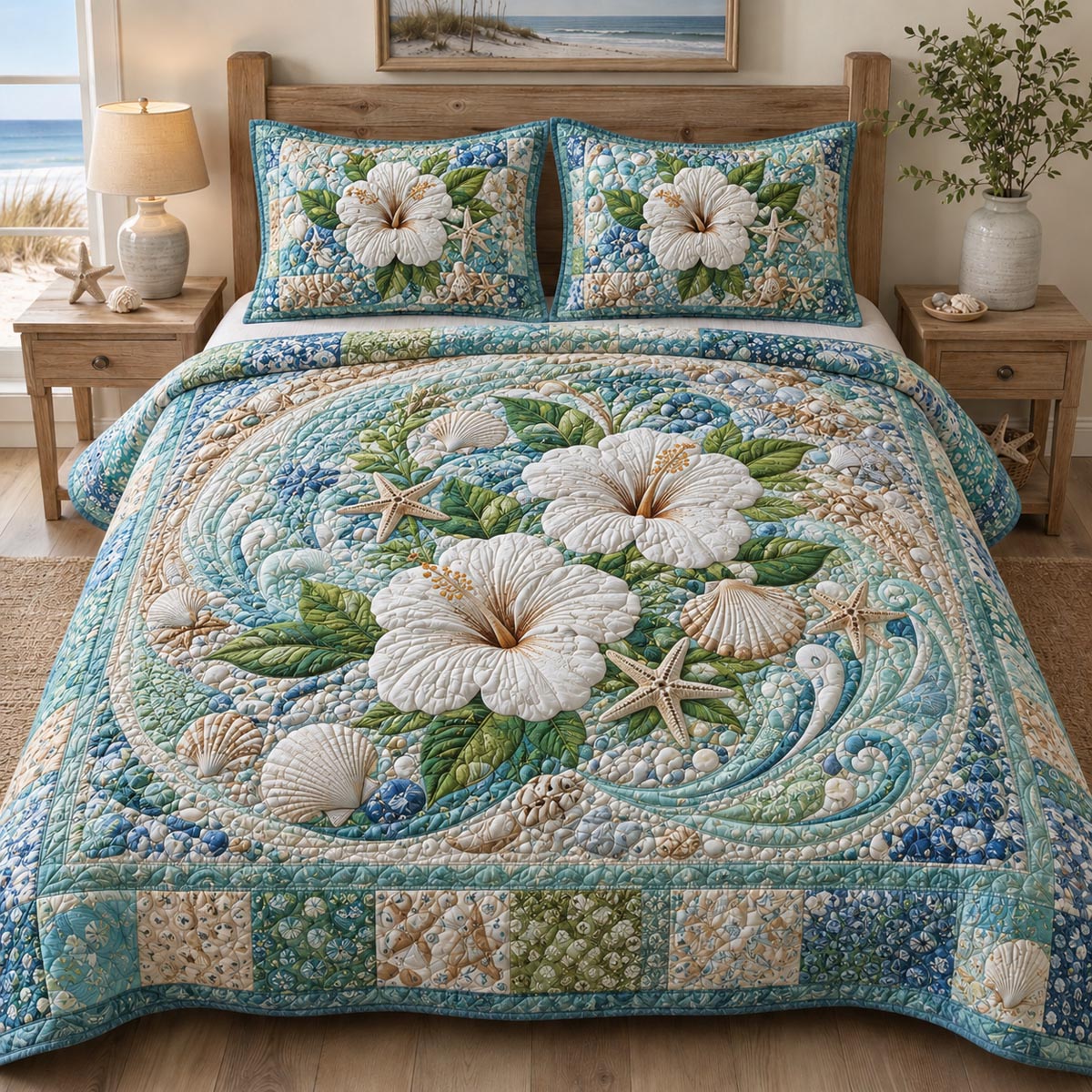 Coastal Serenity 3-Piece Quilted Bedding Set NCU0DV9791