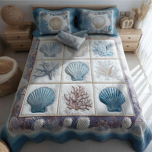 Coastal Shells 3-Piece Quilted Bedding Set NCU0TD2187