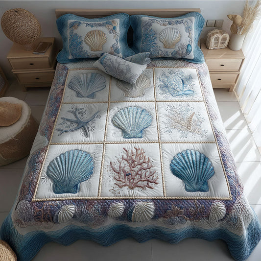 Coastal Shells 3-Piece Quilted Bedding Set NCU0TD2187