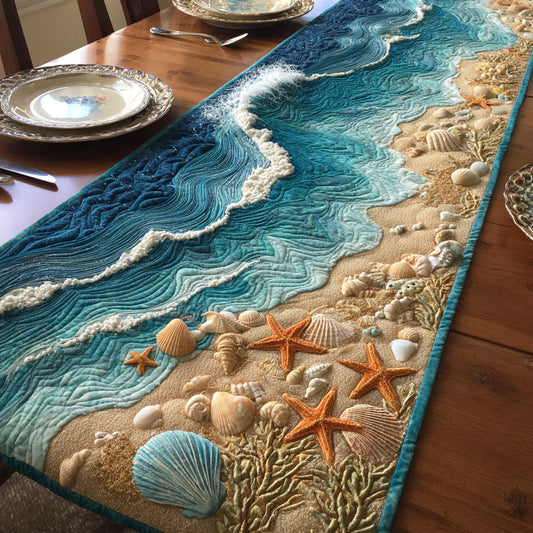 Coastal Shells Quilted Table Runner NCU0TD2229