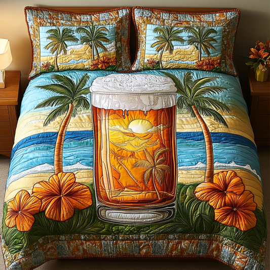 Coastal Sip 3-Piece Quilted Bedding Set NCU0VL1973