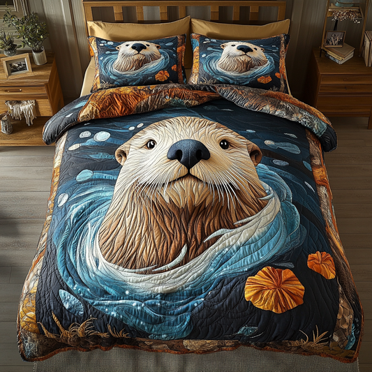 Coastal Snuggles 3-Piece Quilted Bedding Set NCU0DK5828