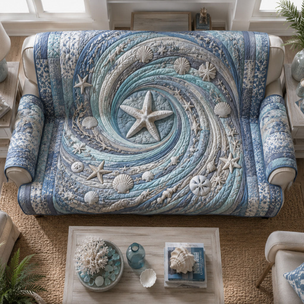 Coastal Starlight Quilted Sofa Cover NCU0PT11787