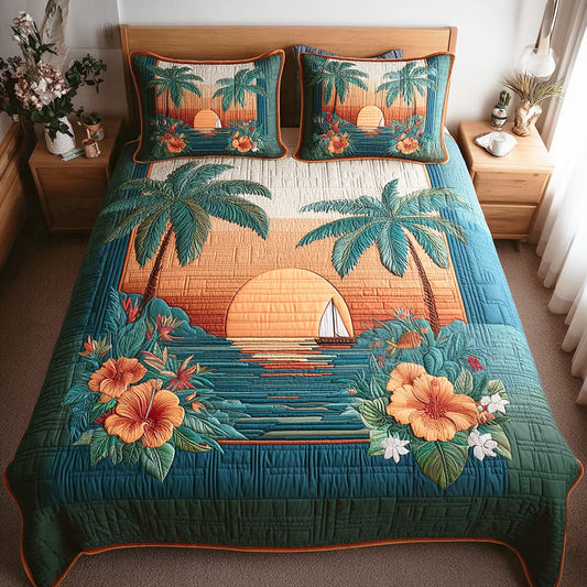 Coastal Sunset 3-Piece Quilted Bedding Set NCU0TD2666