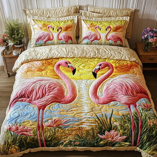 Coastal Sunset 3-Piece Quilted Bedding Set NCU0VH5593