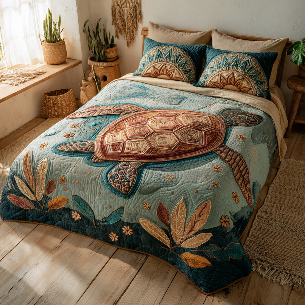 Coastal Terra 3-Piece Quilted Bedding Set NCU0VL3156