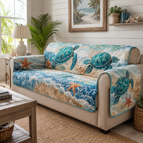 Coastal Tide Wanderers Quilted Sofa Cover NCU0VL3929