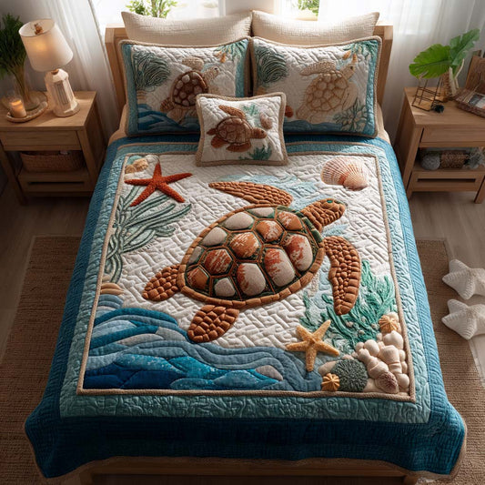 Coastal Turtle Bliss 3-Piece Quilted Bedding Set NCU0TD006