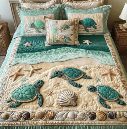 Coastal Turtle Haven 3-Piece Quilted Bedding Set NCU0NT12521