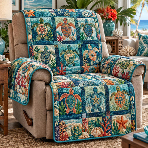 Coastal Turtle Memories Quilted Sofa Cover NCU0DV10435