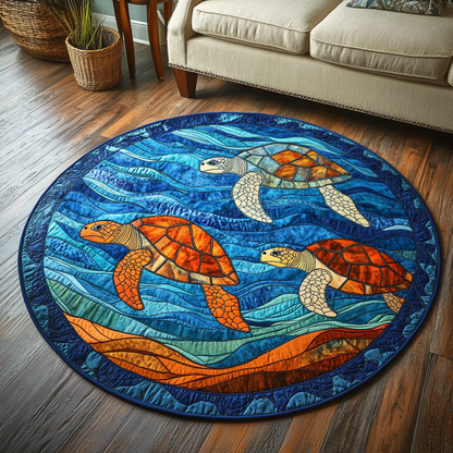 Coastal Turtle Quilted Round Mat NCU0DK7410