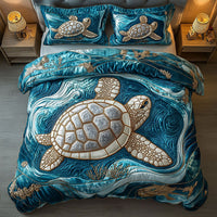 Coastal Turtle Stroll 3-Piece Quilted Bedding Set NCU0NT7331