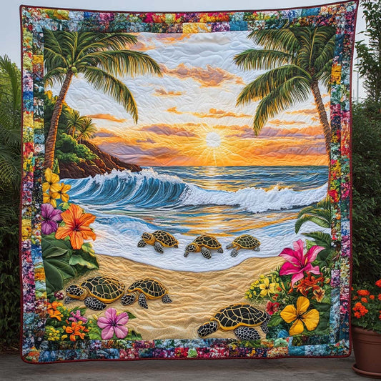 Coastal Turtle Stroll Quilted Blanket NCU0NT7202