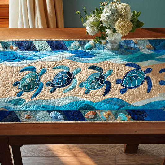 Coastal Turtles Quilted Table Runner NCU0NT10175