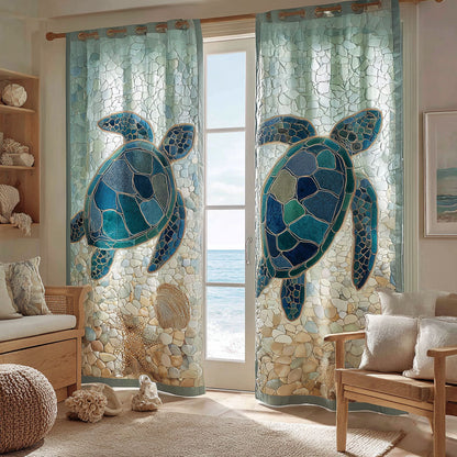Coastal Twin Turtles Quilted Curtains NCU0TV971
