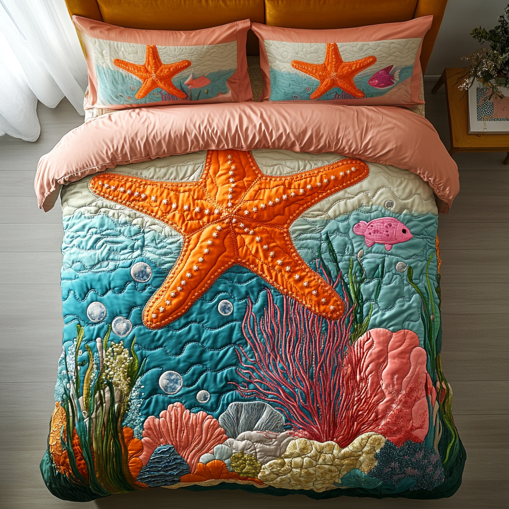 Beach Bliss 3-Piece Quilted Bedding Set NCU0NVH271