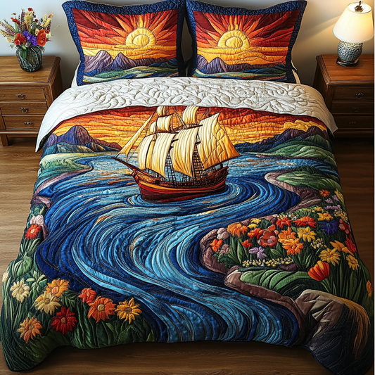 Coastal Voyage 3-Piece Quilted Bedding Set NCU0DK3995