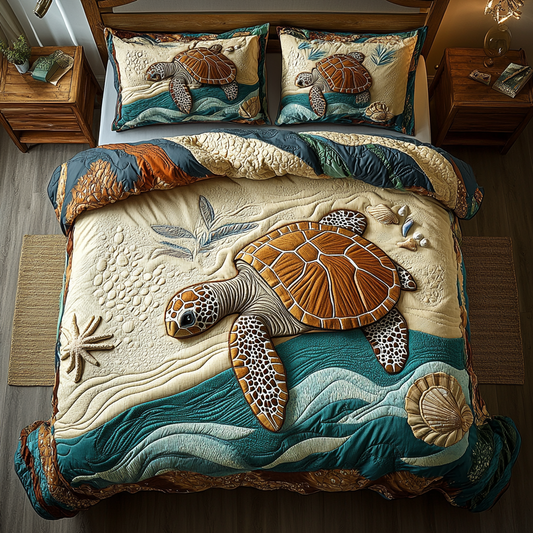 Coastal Wanderer 3-Piece Quilted Bedding Set NCU0DK5170